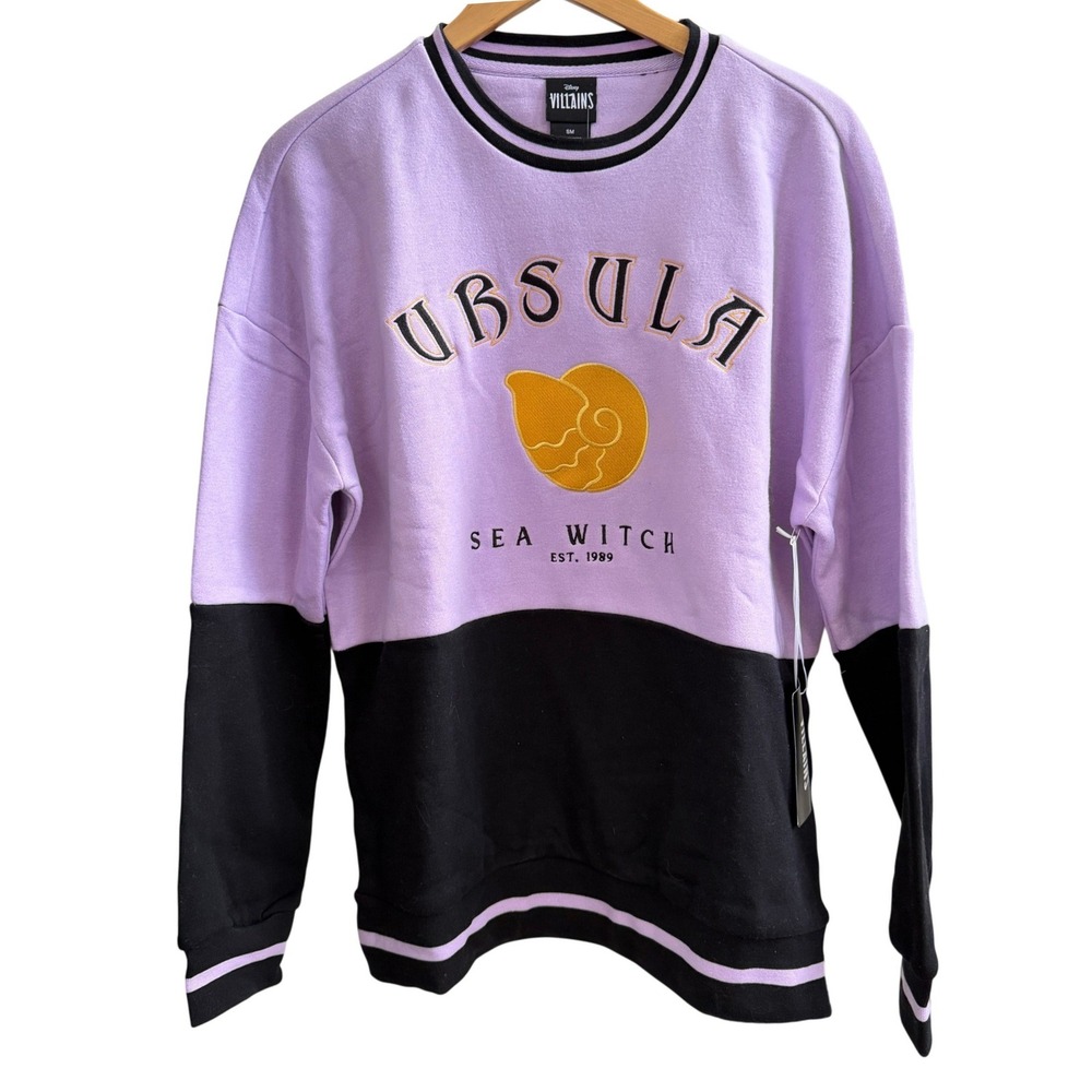 Disney Villains Ursula Crewneck Sweatshirt Women SM Purple Black Sea Witch NEW